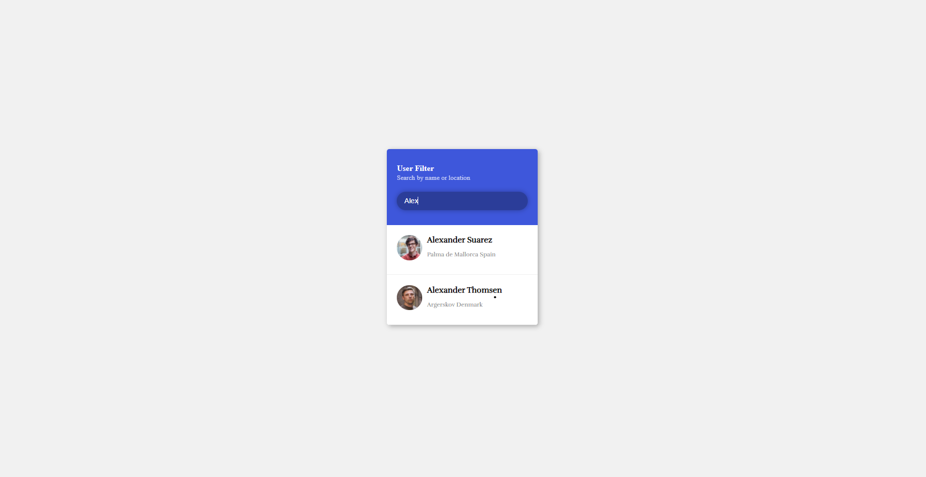 User Filter