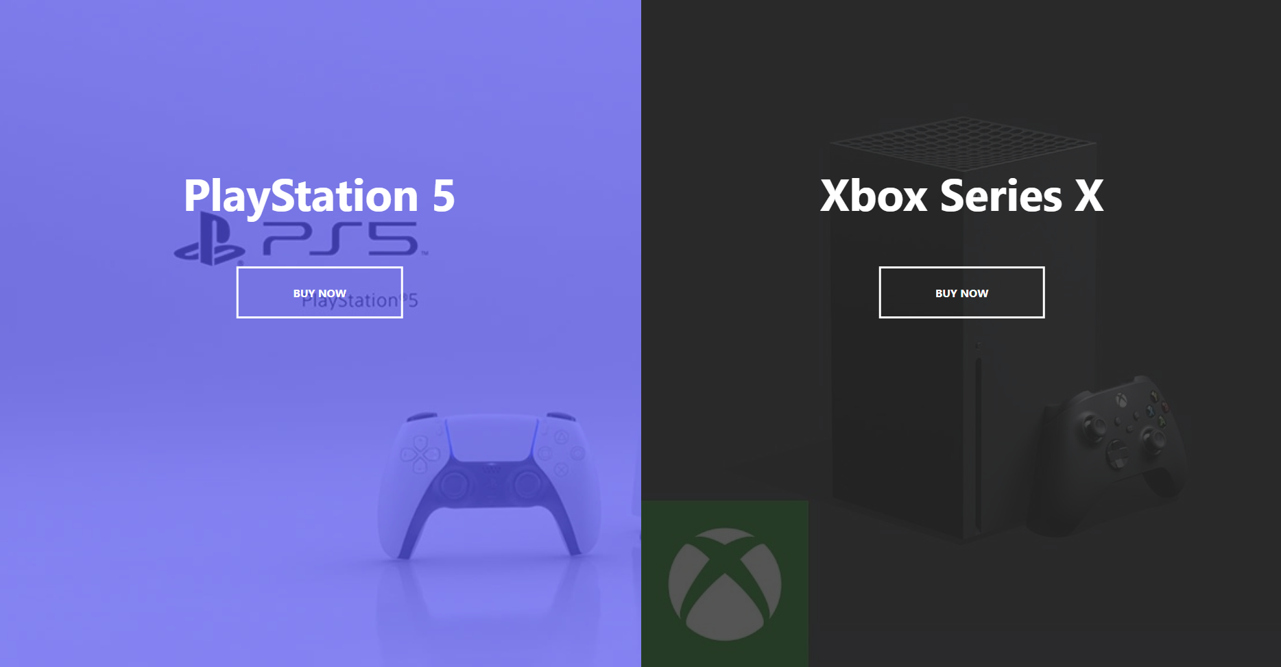 Split Landing Page